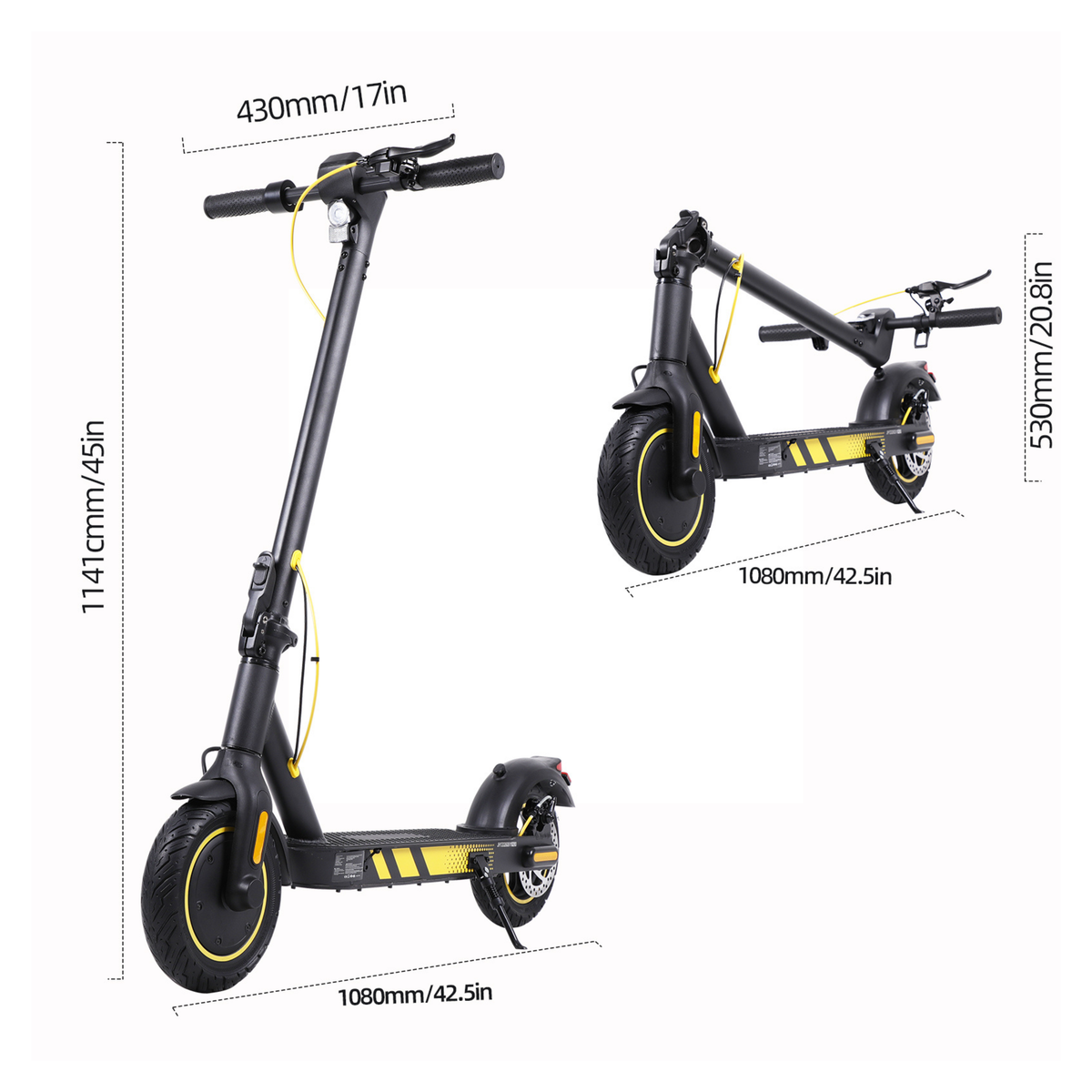 Disegno con le misure del monopattino elettrico Wheely J04