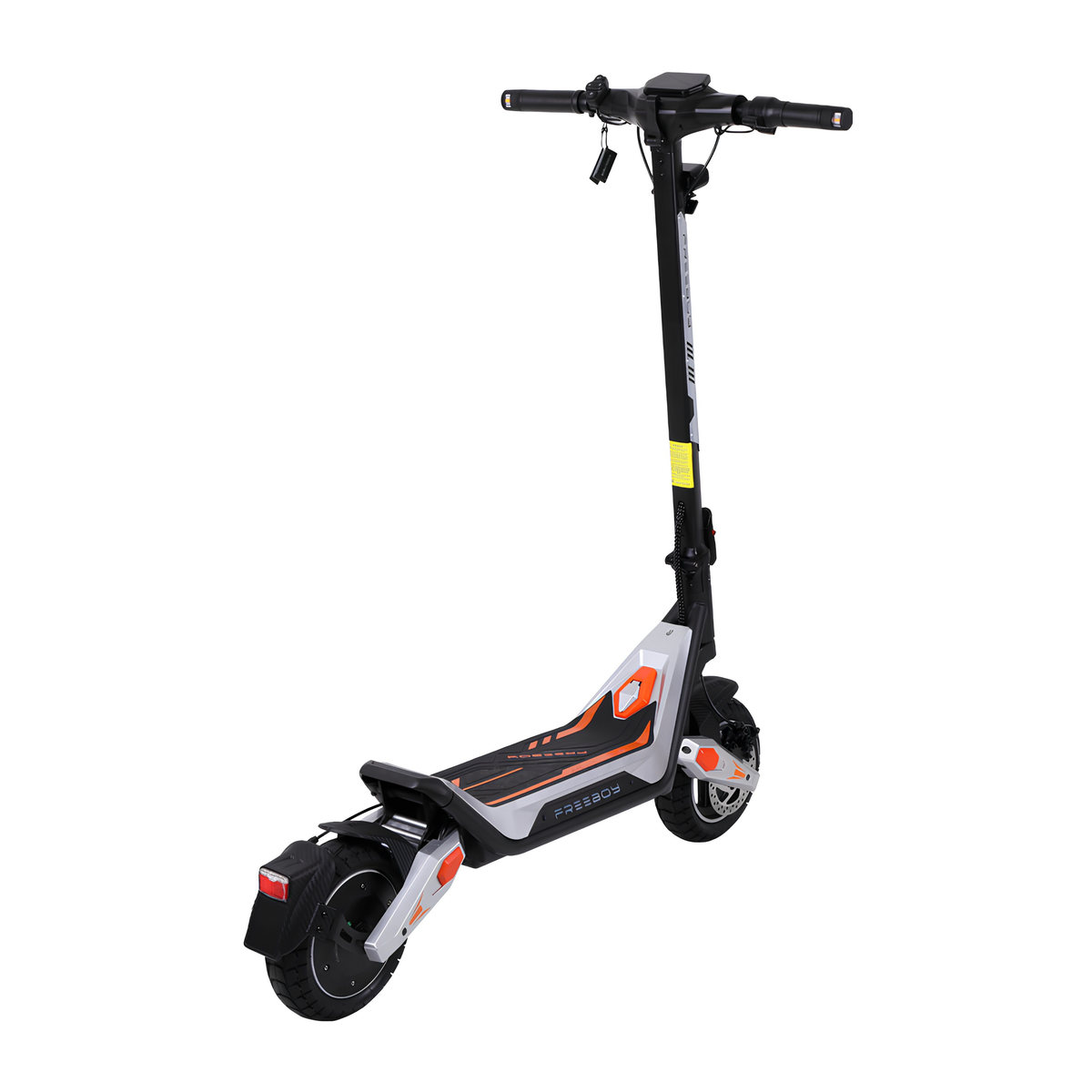 Wheely - J18 monopattino elettrico visto di tre quarti posteriore con pedana, parafango e luce posteriore