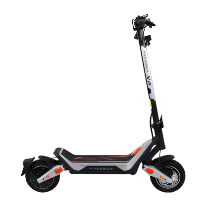 Wheely - J18 monopattino elettrico visto di lato con pedana, piantone e due ruote