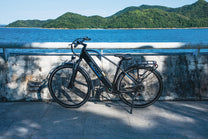 Bici elettrica Duotts C29 Lite vista di lato in riva al mare