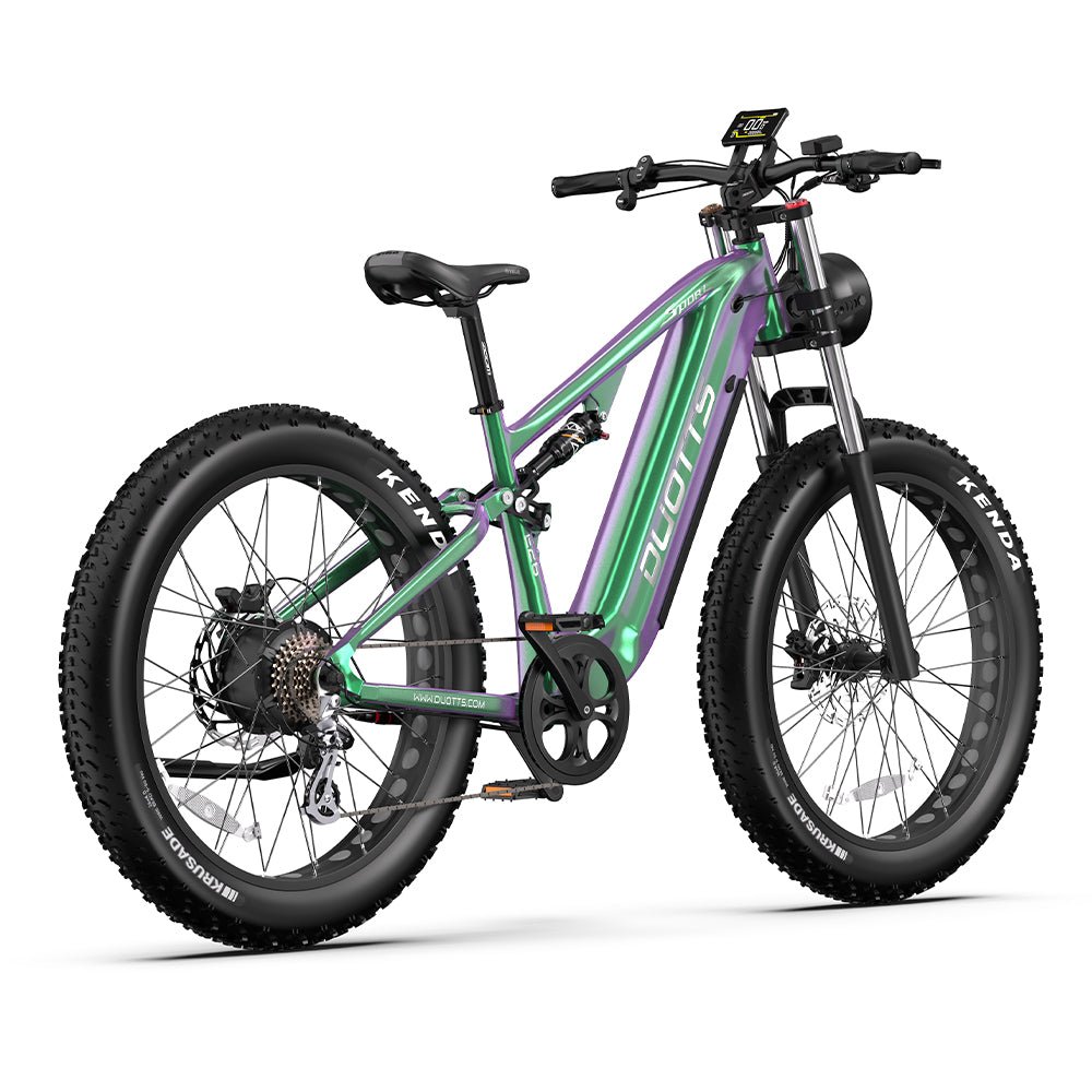 Fat bike elettrica Duotts E26 vista di tre quarti in colore verde