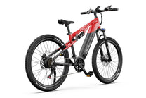 Mountain bike elettrica Duotts E29 vista di tre quarti in colore rosso