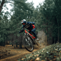 Pilota con la mountain bike elettrica Duotts E29 in fuoristrada