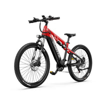 Mountain bike elettrica Duotts E29 vista di tre quarti in colore rosso
