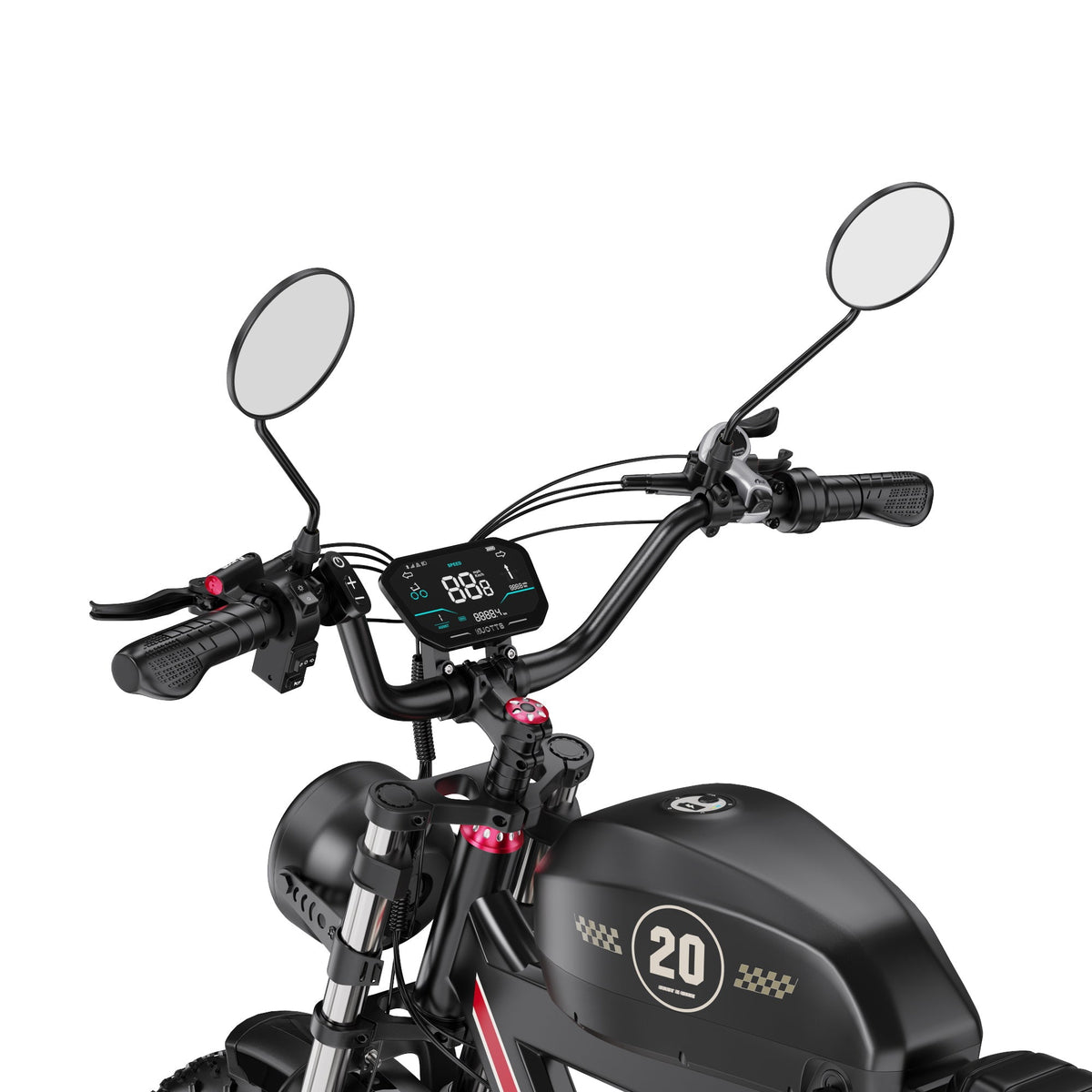Manubrio della Duotts F20 con display e comandi
