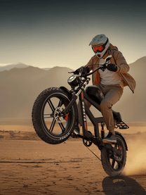 Pilota che salta con la fat bike elettrica Duotts F20