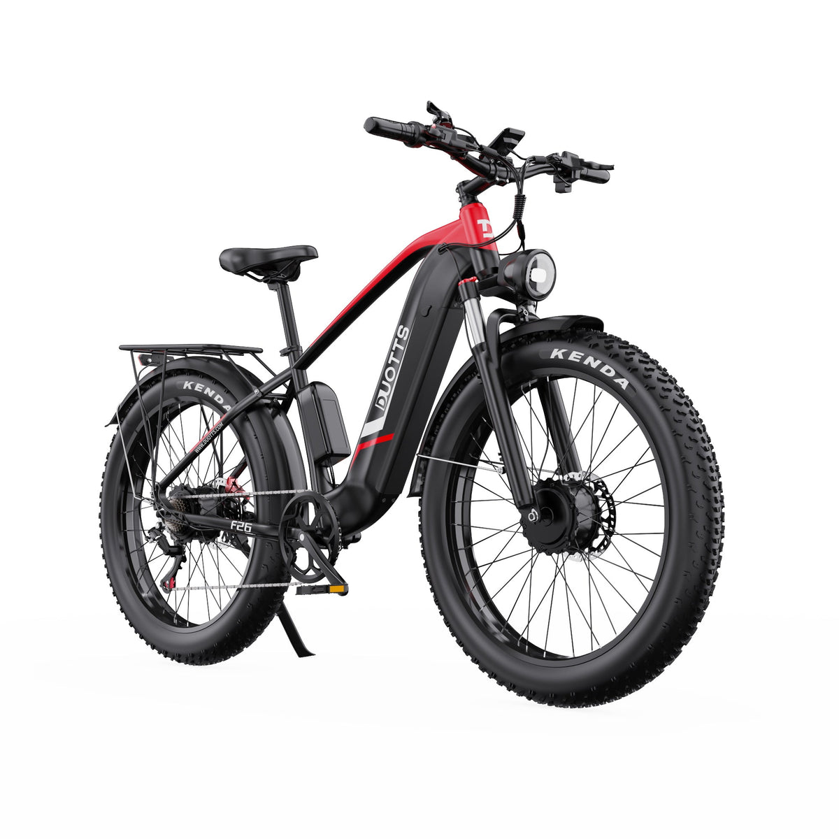 Fat bike elettrica Duotts F26 vista di tre quarti in colore rosso