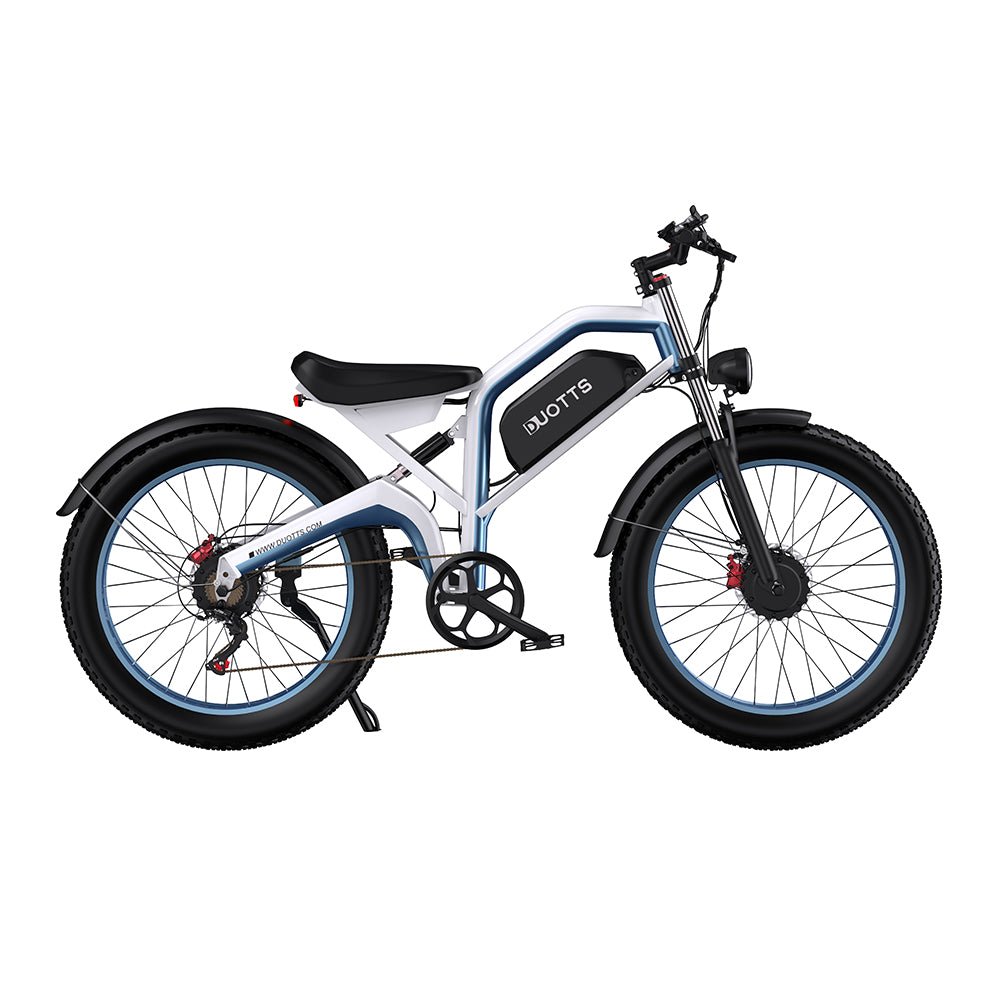 Fat bike elettrica Duotts N26 vista dal lato opposto in colore grigio