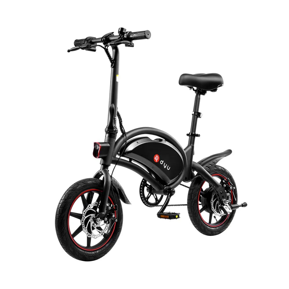 Bici elettrica pieghevole DYU D3S vista di tre quarti