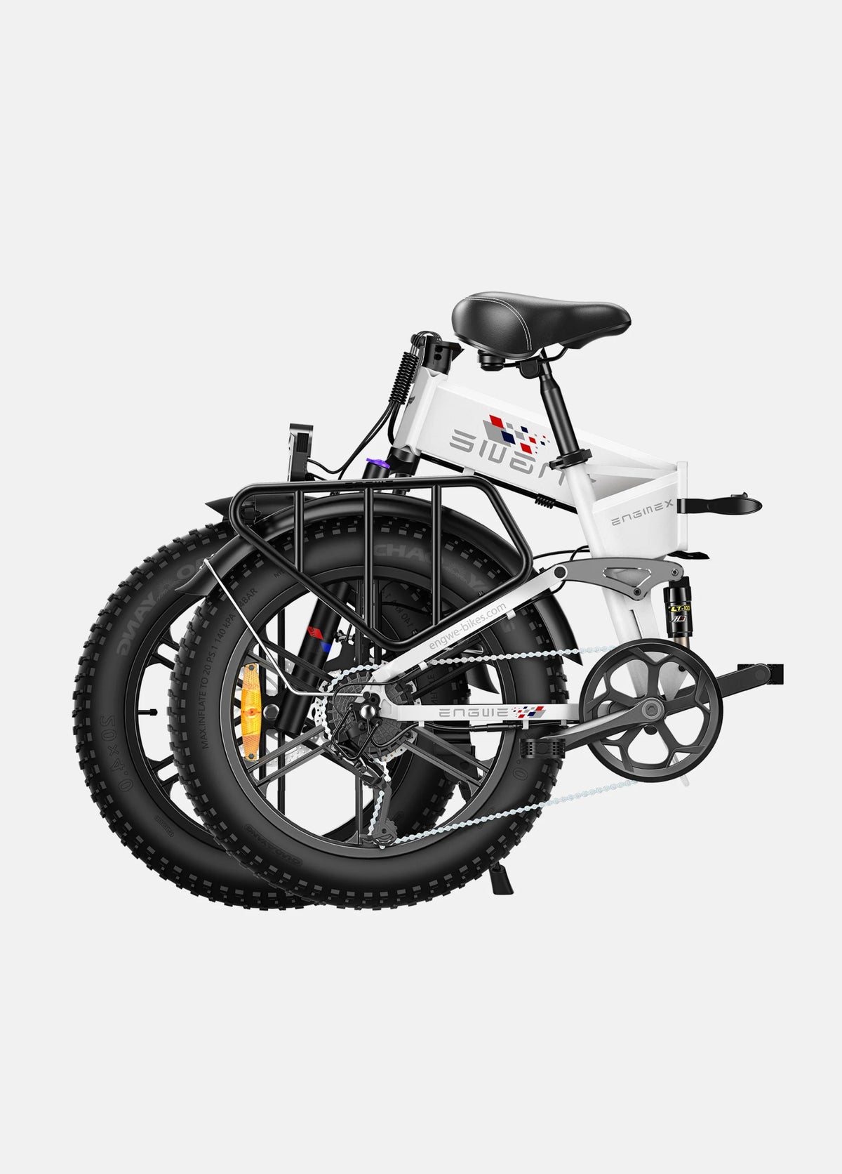 Fat bike elettrica pieghevole ENGWE ENGINE X piegata in colore bianco