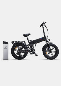 Fat bike elettrica pieghevole ENGWE ENGINE X vista di lato in colore nero con batteria aggiuntiva