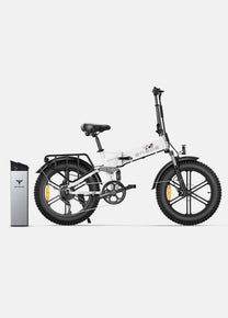Fat bike elettrica pieghevole ENGWE ENGINE X vista di lato in colore bianco con batteria aggiuntiva