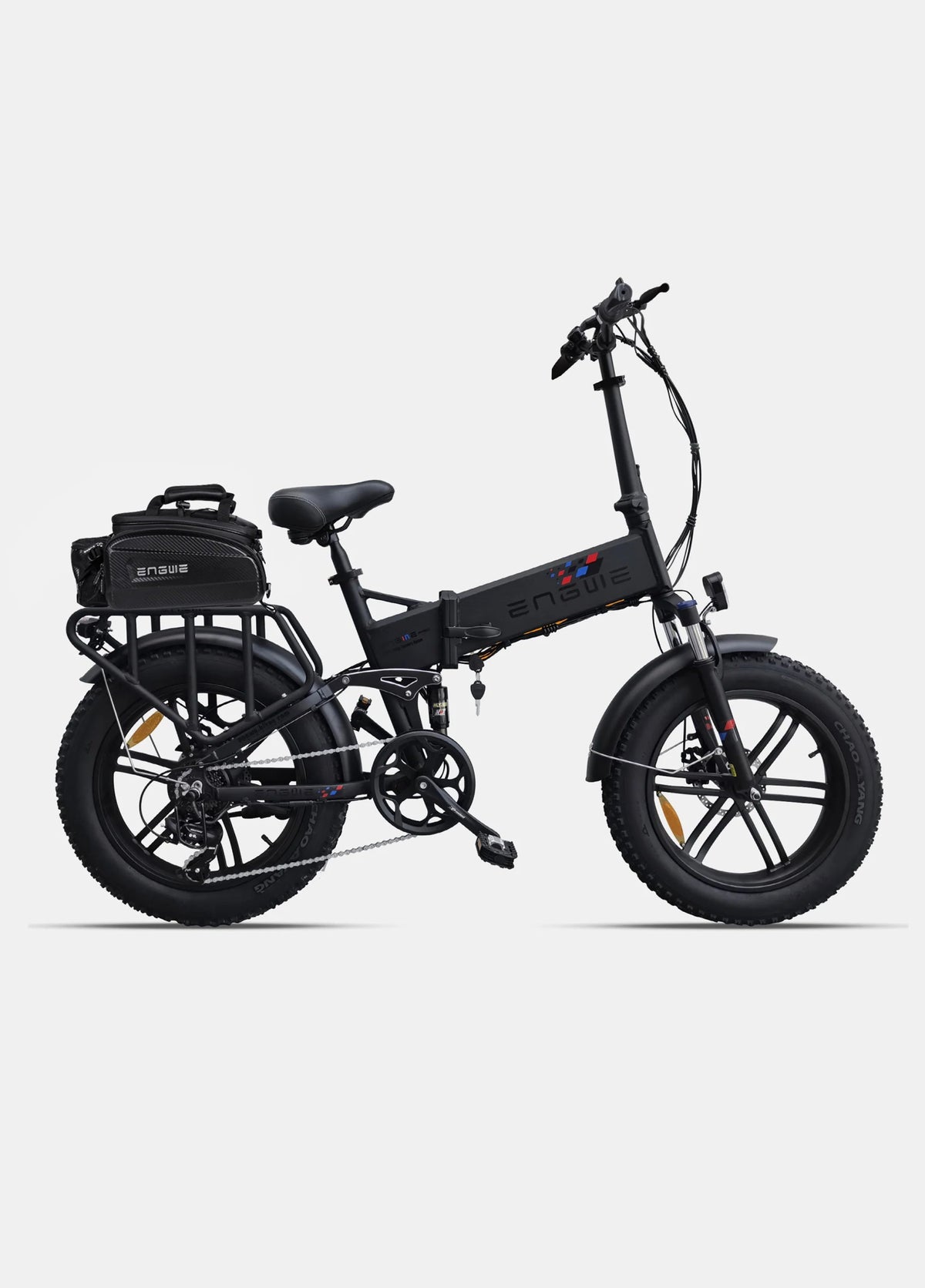 Fat bike elettrica pieghevole ENGWE ENGINE X vista di lato in colore nero