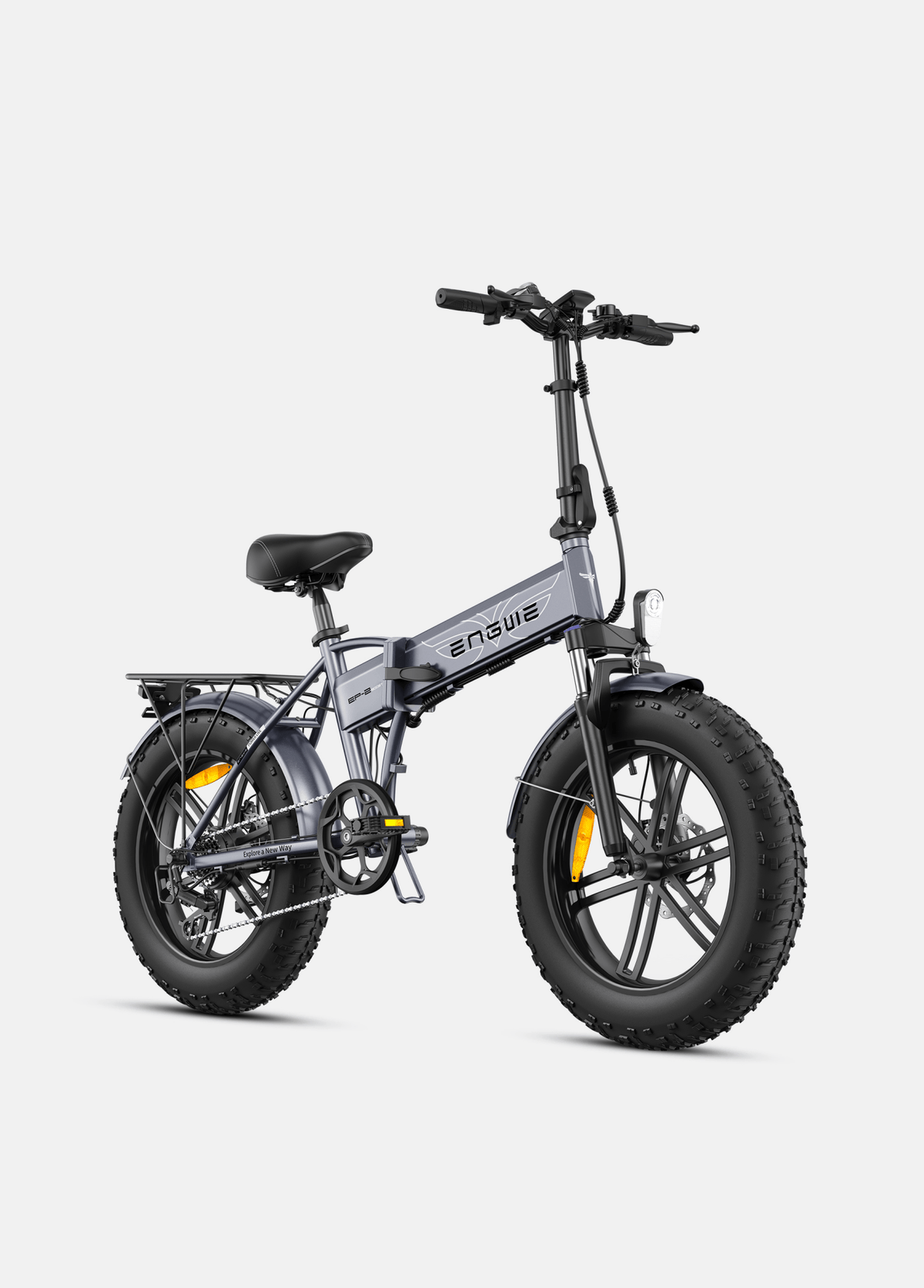 Fat bike elettrica pieghevole ENGWE EP-2 Boost vista di tre quarti in colore grigio