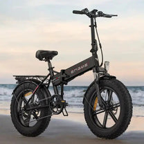 ENGWE EP-2 Pro bici elettrica pieghevole fat bike marrone sulla spiaggia