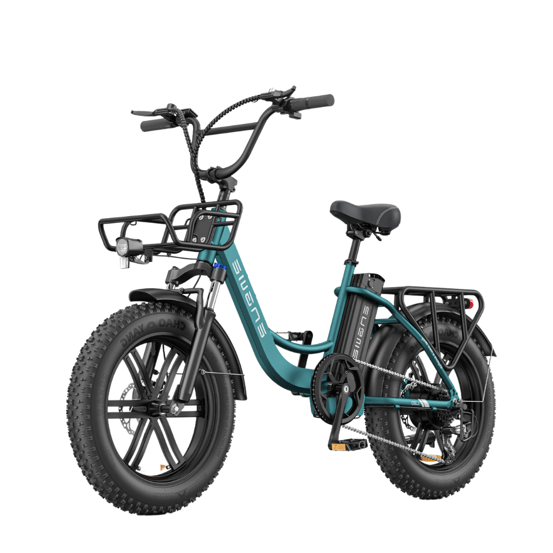 Fat bike elettrica pieghevole ENGWE L20 Boost vista di tre quarti in colore blu