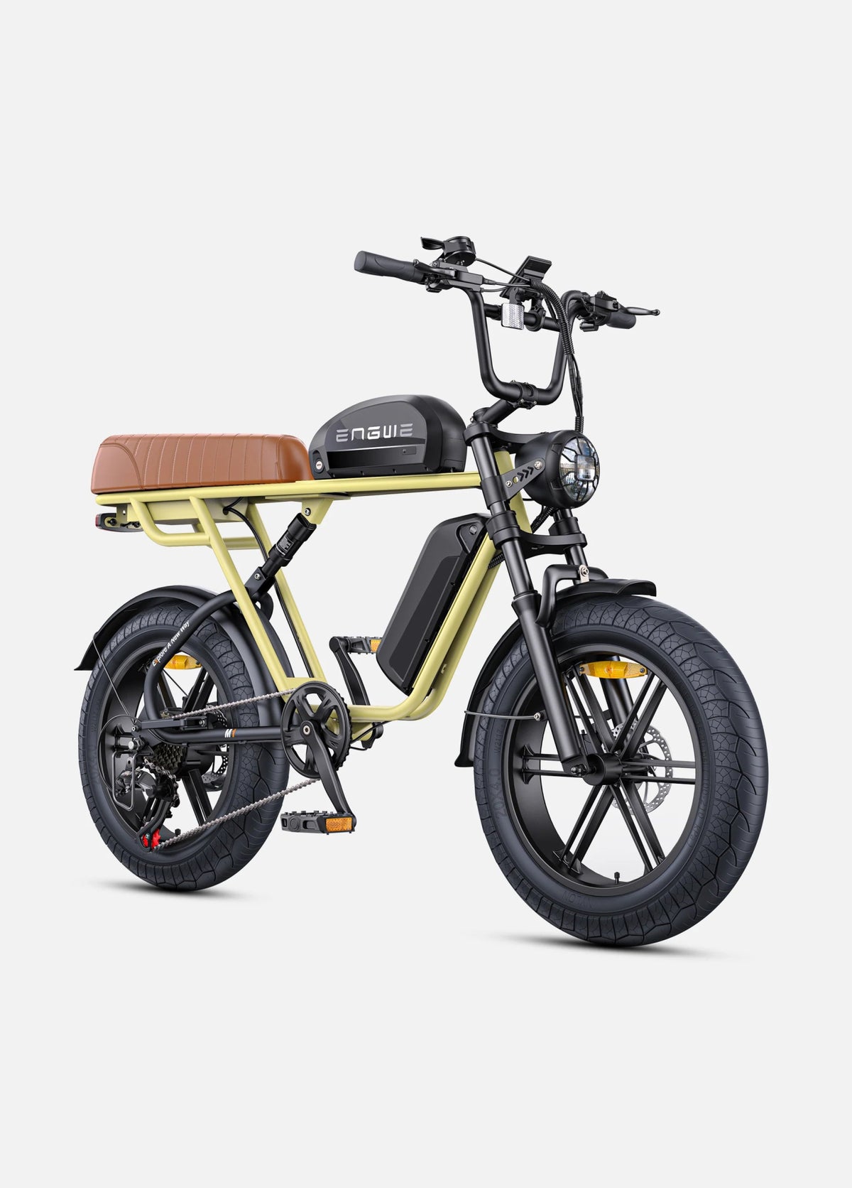 Fat bike elettrica ENGWE M1 vista di tre quarti in colore giallo