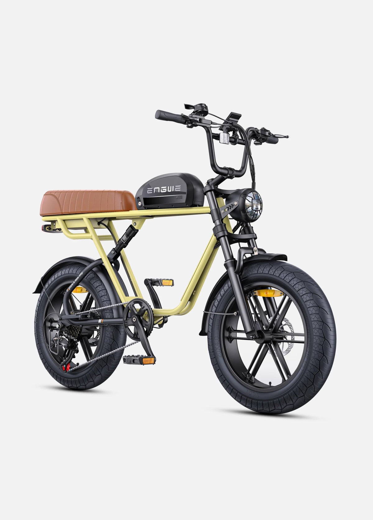 Fat bike elettrica ENGWE M1 vista di tre quarti in colore giallo