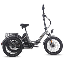 Triciclo elettrico Fafrees F20 Mate visto di tre quarti da dietro in colore grigio