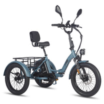 Triciclo elettrico Fafrees F20 Mate visto di tre quarti in colore blu