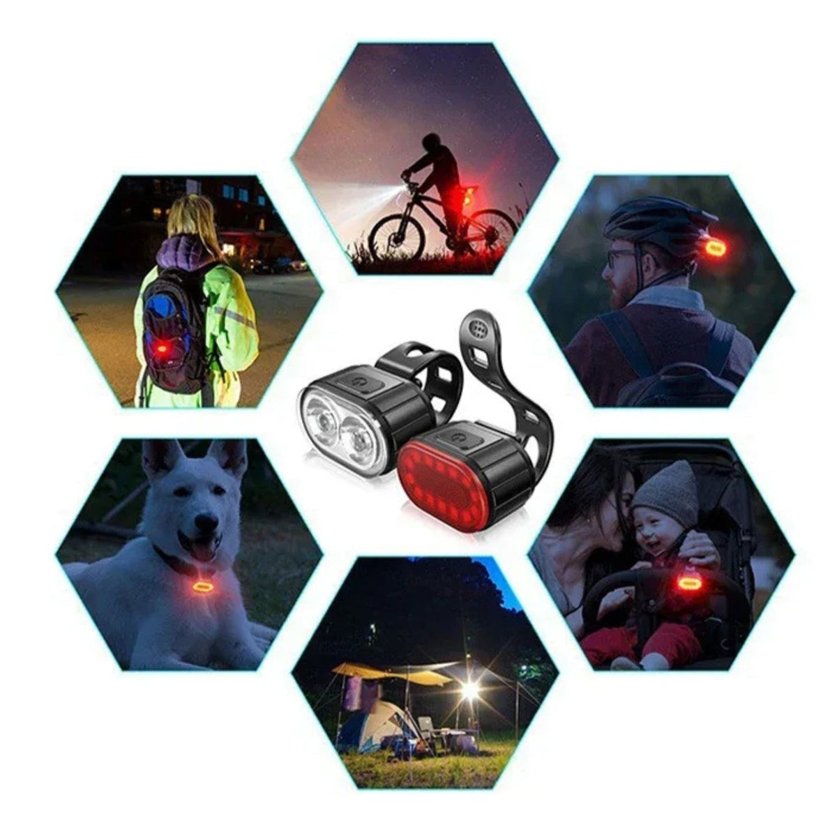 Kit luci anteriore e posteriore per bici, diverse modalità di luce