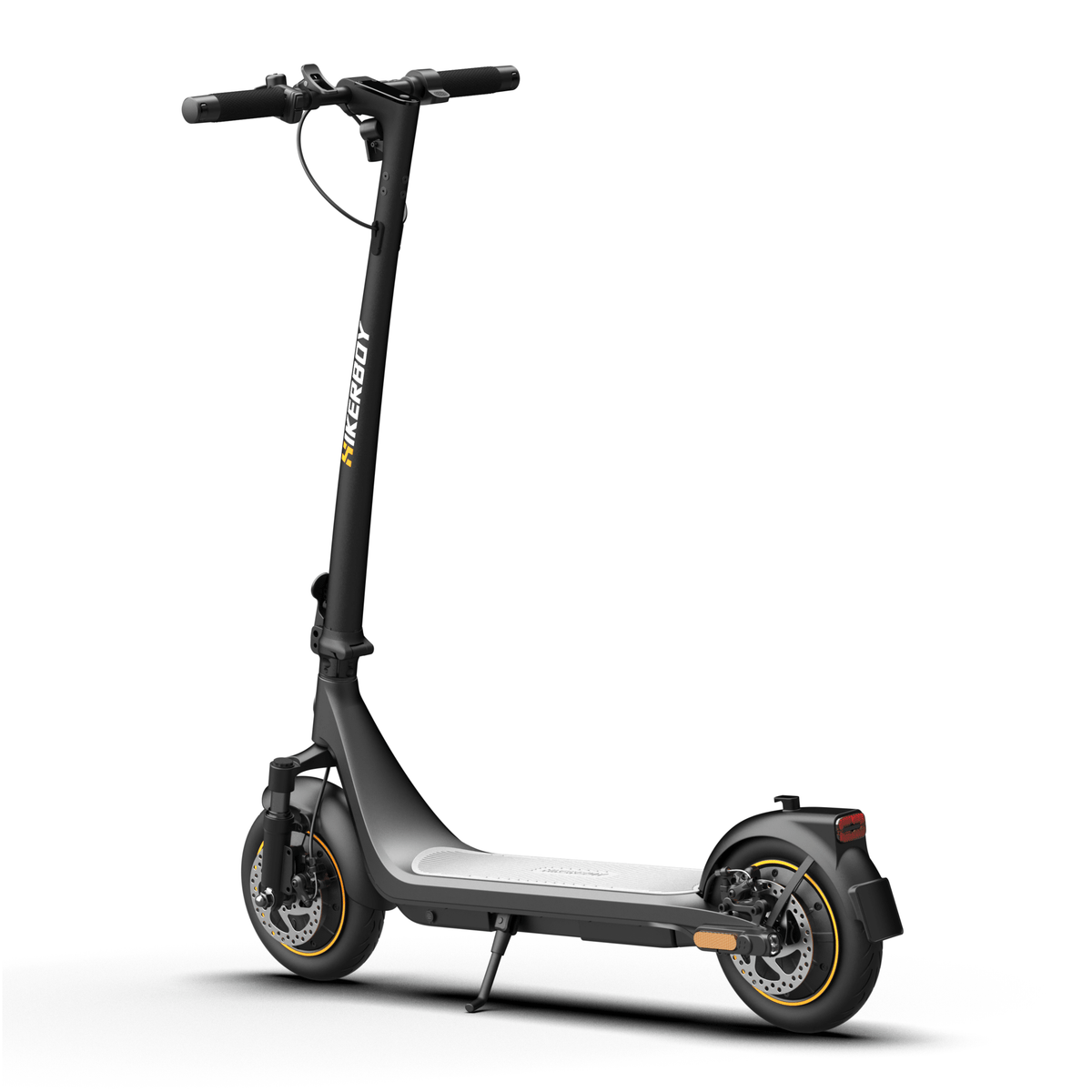 Monopattino elettrico HIKERBOY CURTIS DUAL PRO visto di tre quarti dal lato opposto in colore grigio