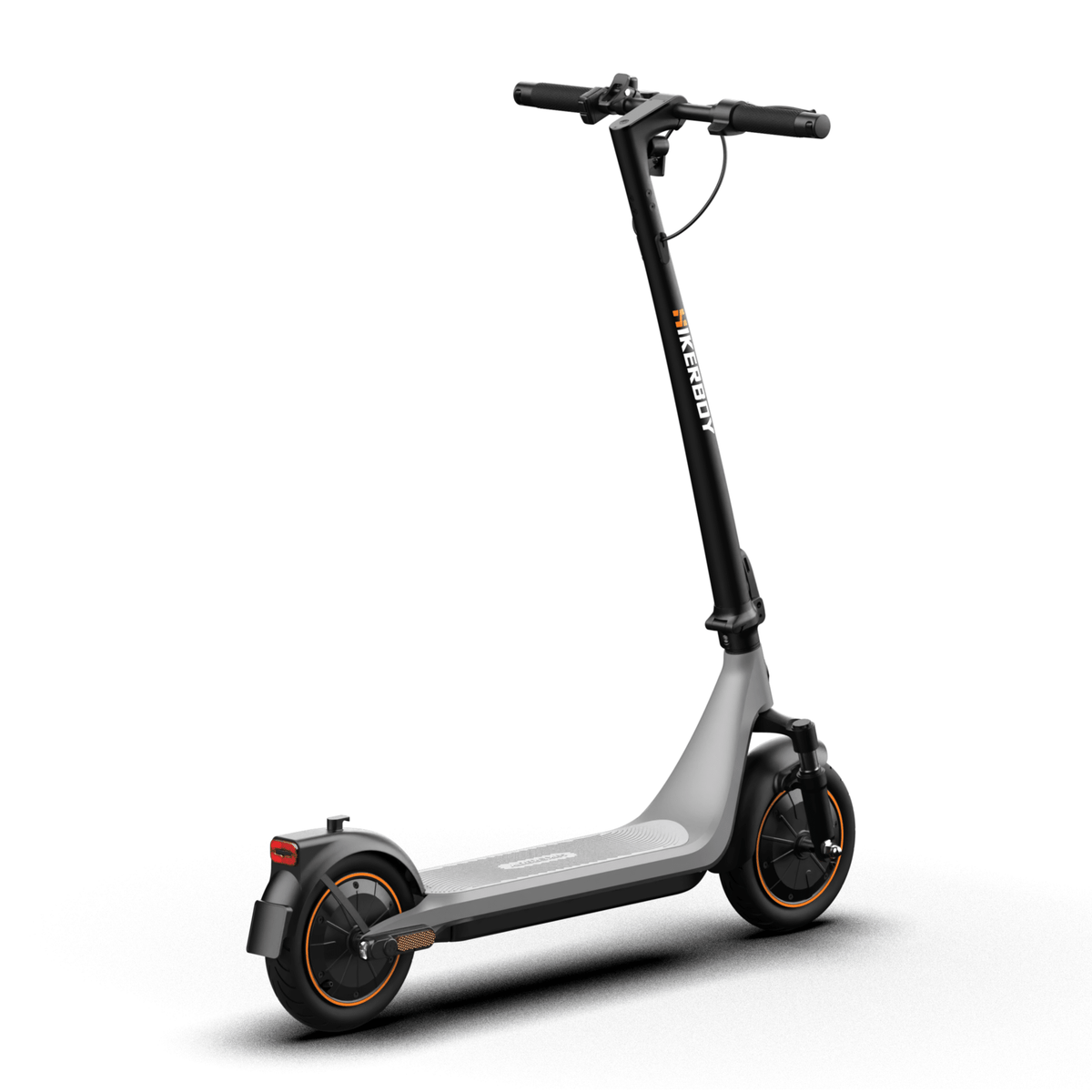 Monopattino elettrico HIKERBOY CURTIS DUAL PRO visto di tre quarti da dietro dal lato opposto in colore grigio