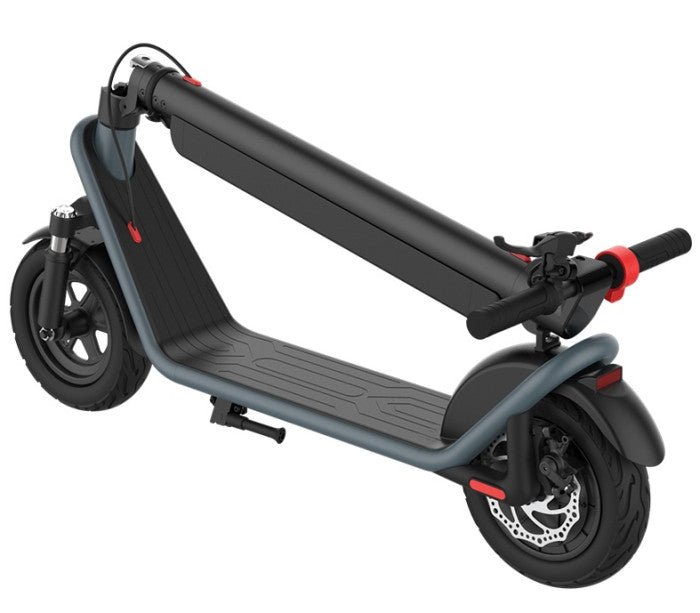 Monopattino elettrico HX X11 piegato, in vista di tre quarti