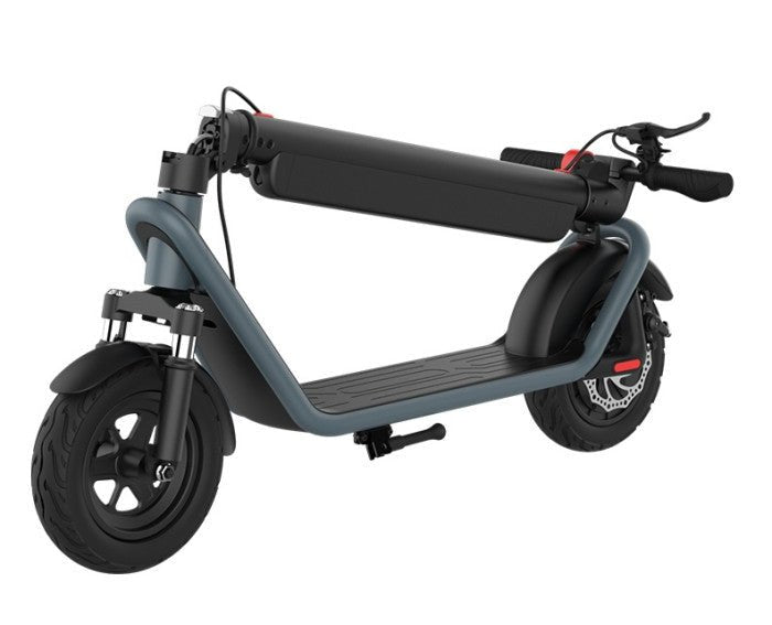 Monopattino elettrico HX X11 piegato, in vista di tre quarti