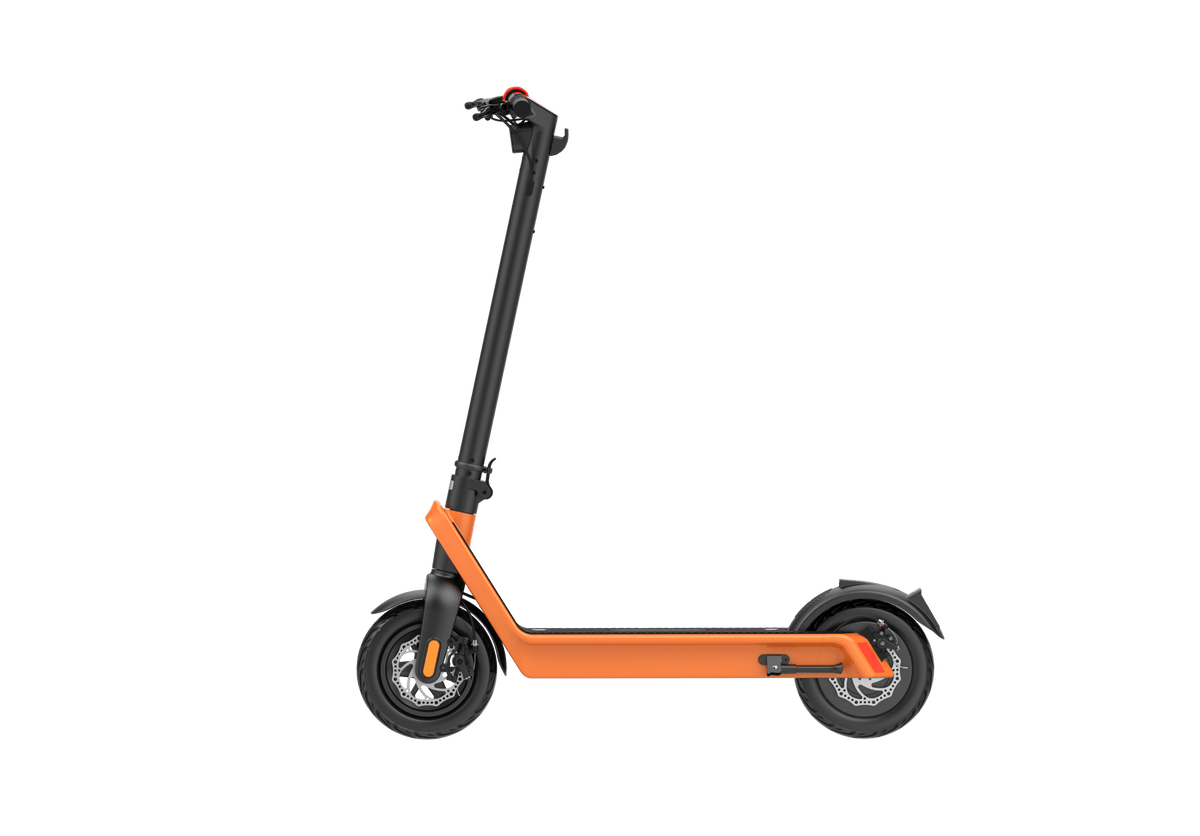 Monopattino elettrico HX X9 Plus visto di lato in colore arancione