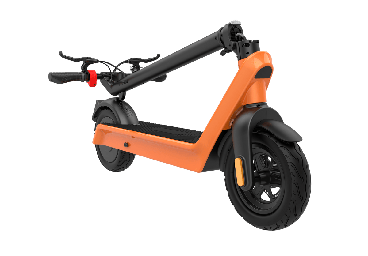 Monopattino elettrico HX X9 Plus piegato in colore arancione