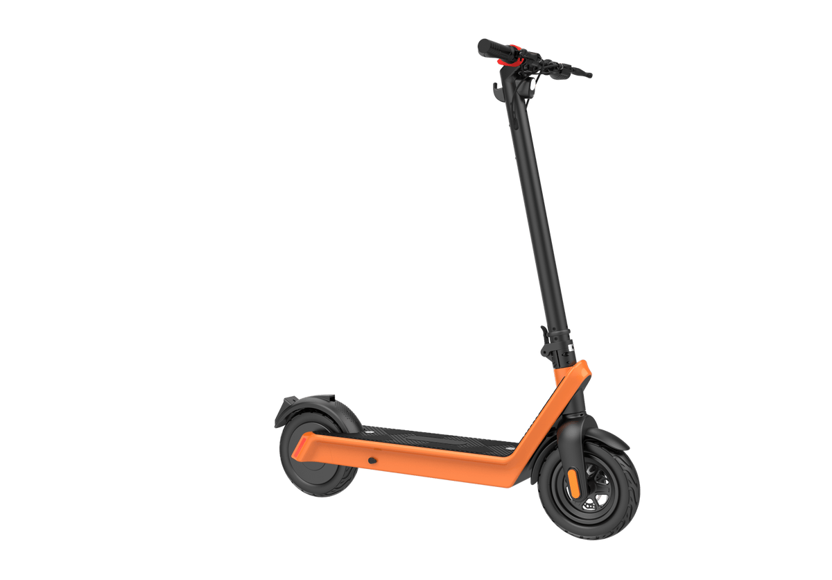 Monopattino elettrico HX X9 Plus visto di lato in colore arancione