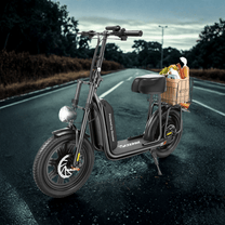 Monopattino elettrico iScooter F7 visto di lato su strada