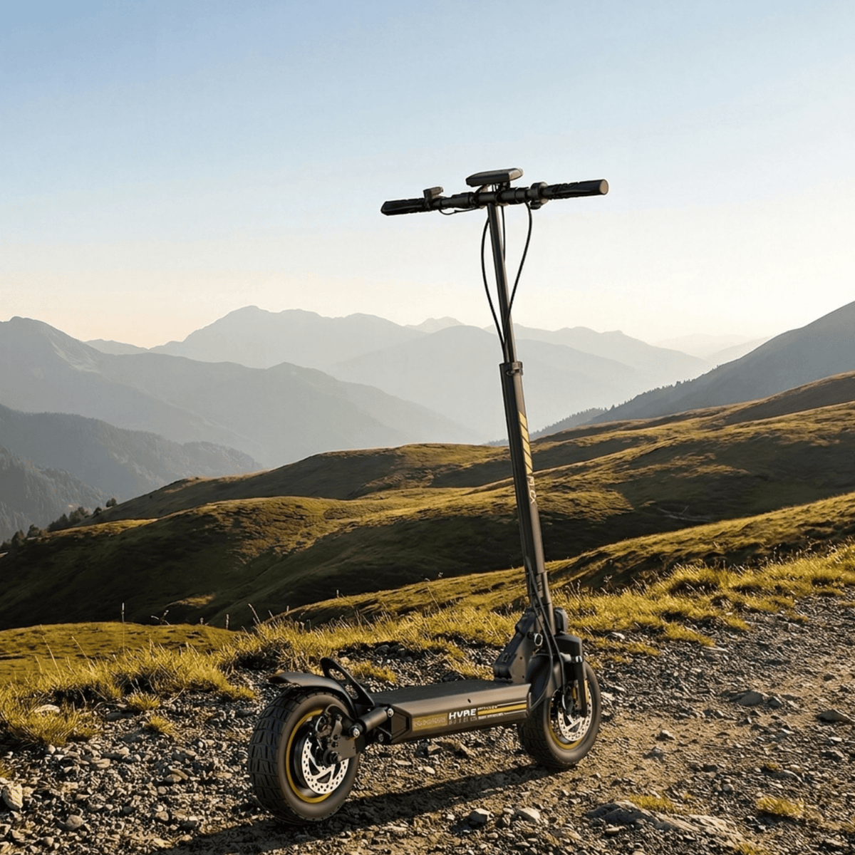 Monopattino elettrico iScooter W9 Air visto di lato su un prato