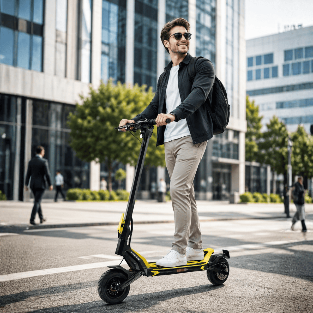 Uomo alla guida del monopattino elettrico KAABO URBAN in città