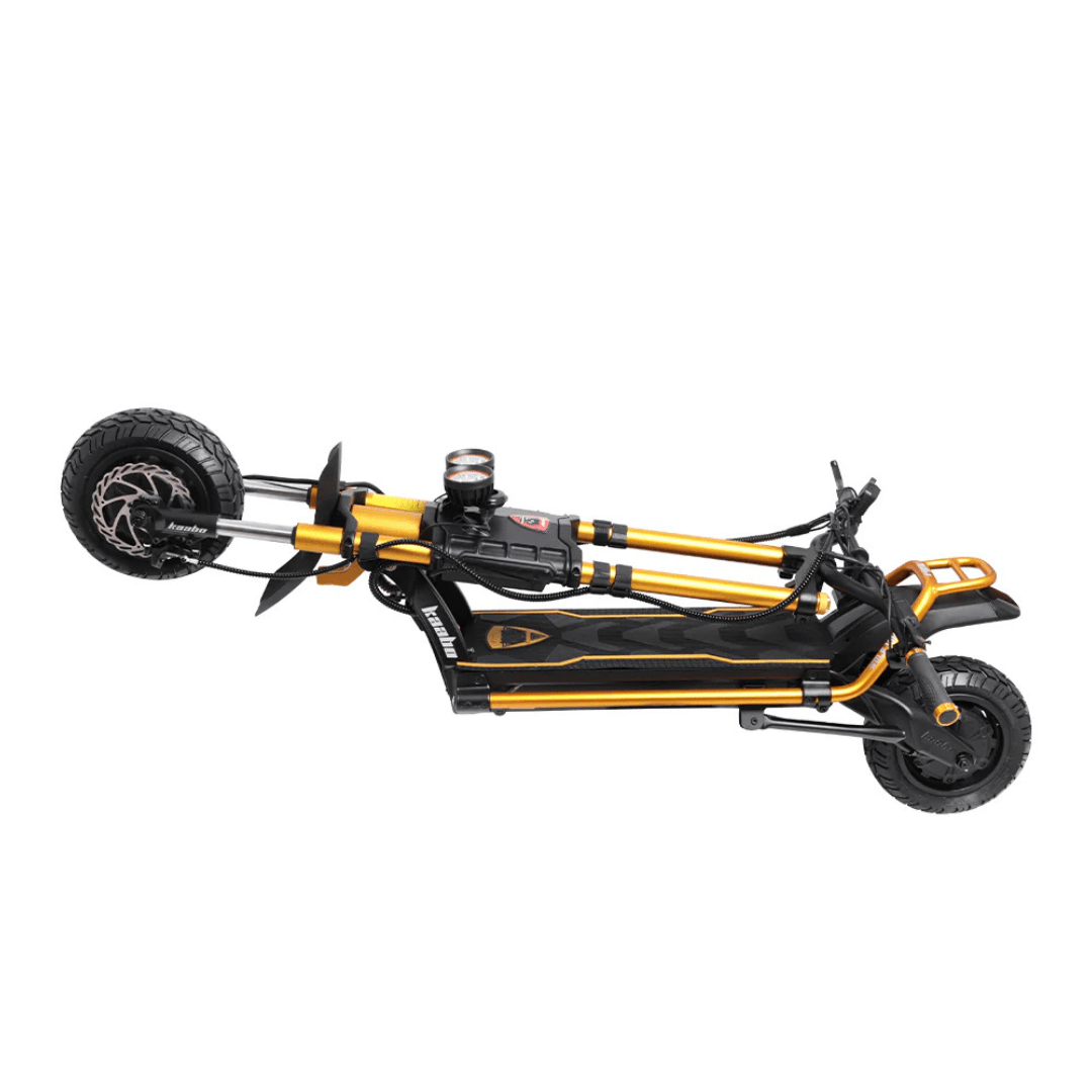 Monopattino elettrico KAABO WOLF KING GTR MAX piegato in colore oro