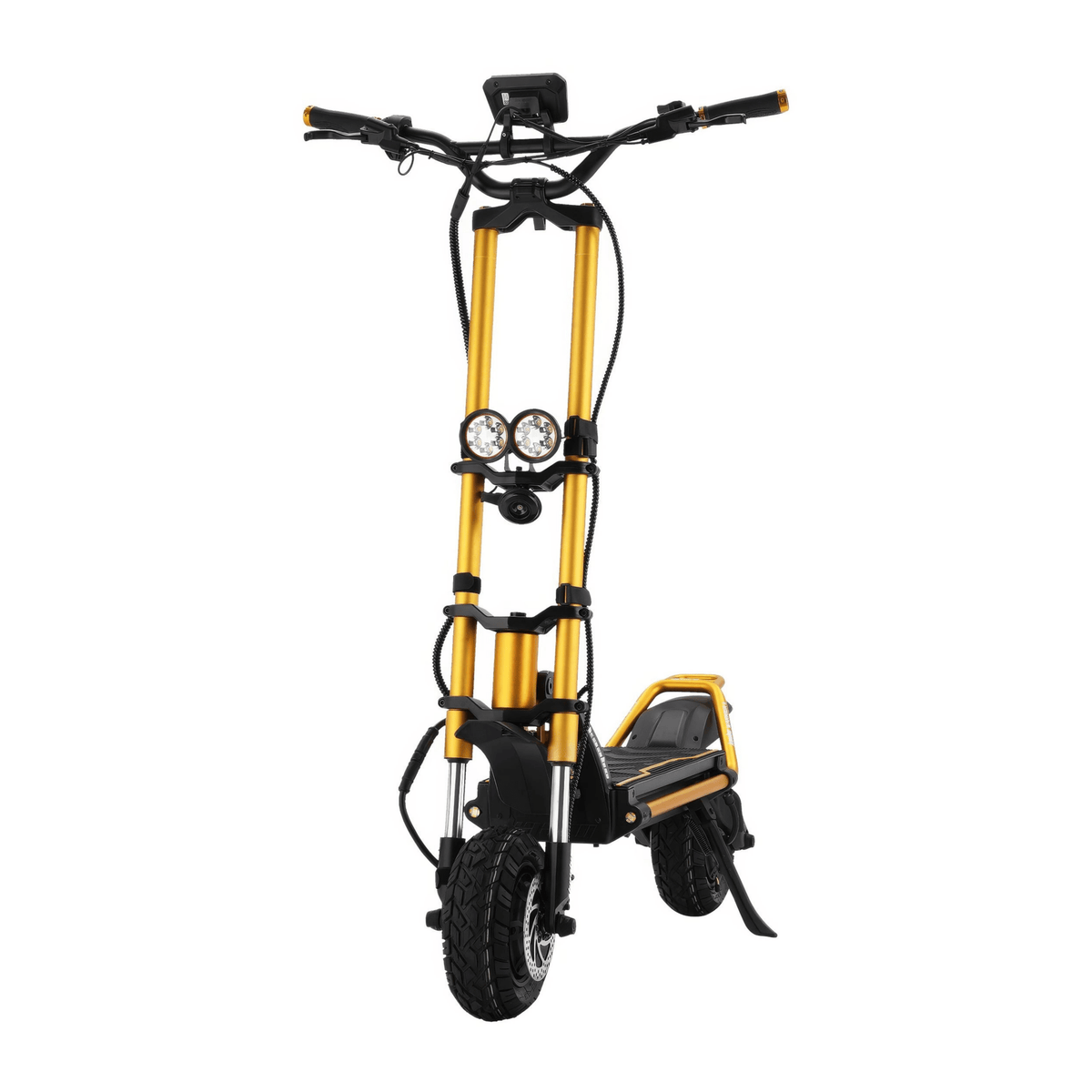 Monopattino elettrico KAABO WOLF WARRIOR 11 MAX visto di fronte in colore oro