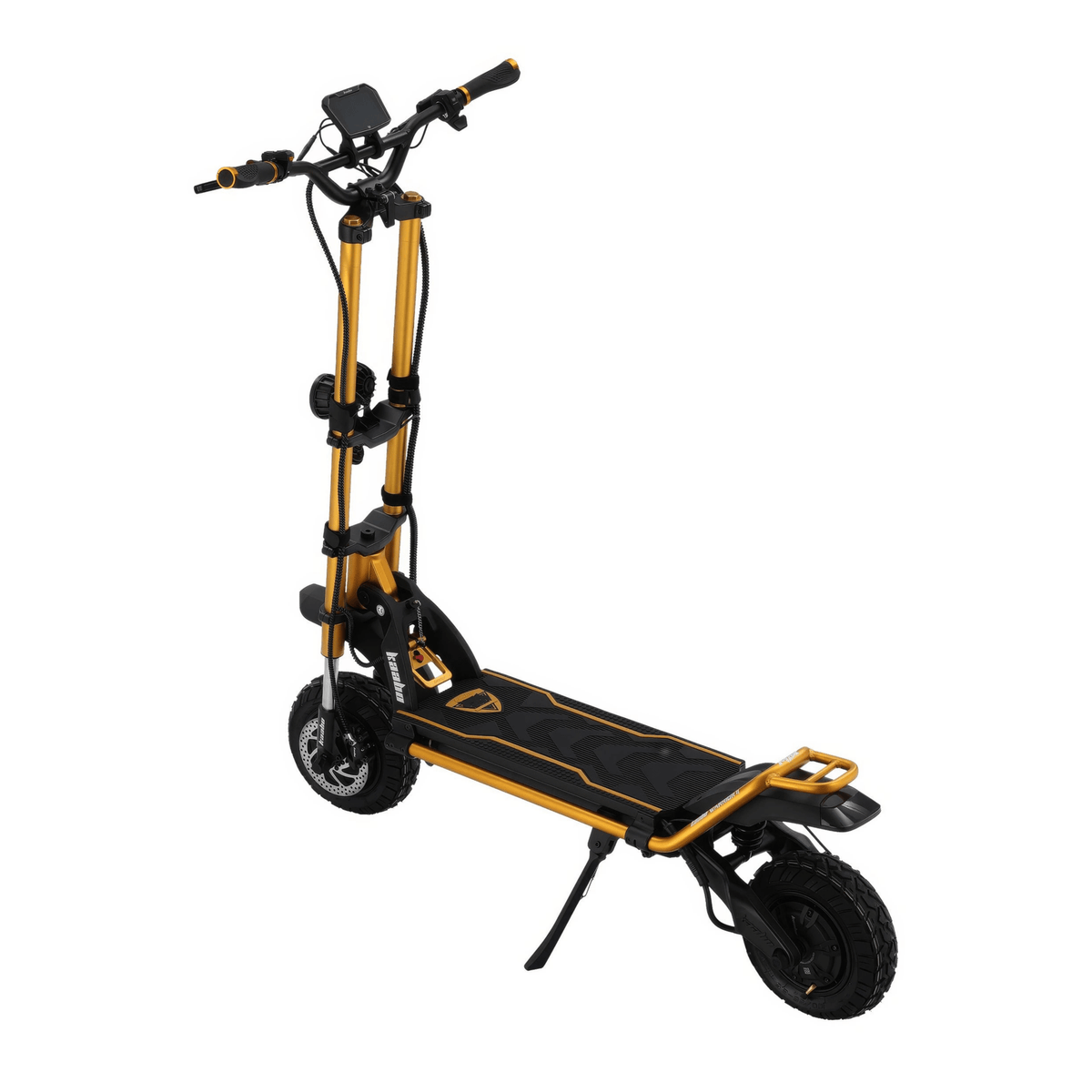 Monopattino elettrico KAABO WOLF WARRIOR 11 MAX visto di tre quarti da dietro in colore oro