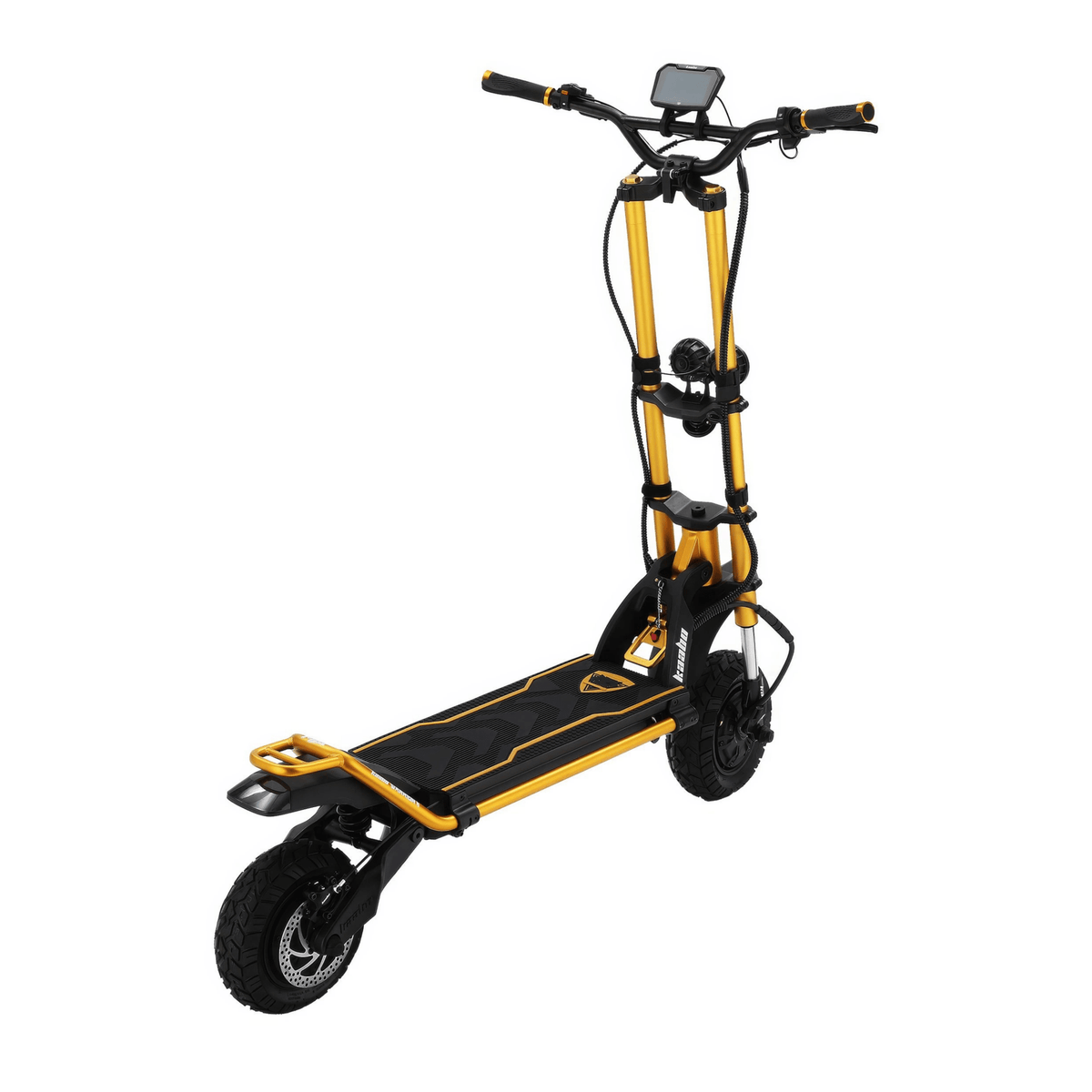 Monopattino elettrico KAABO WOLF WARRIOR 11 MAX visto di tre quarti in colore oro