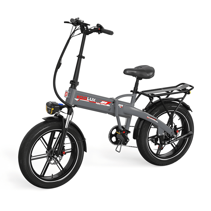 Fat bike elettrica pieghevole KOOLUX RK10 vista di tre quarti in colore grigio
