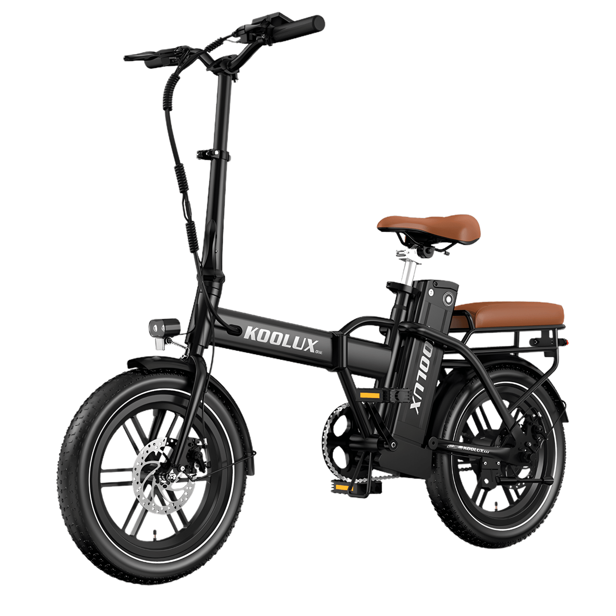 Fat bike elettrica pieghevole KOOLUX X10 vista di tre quarti in colore nero
