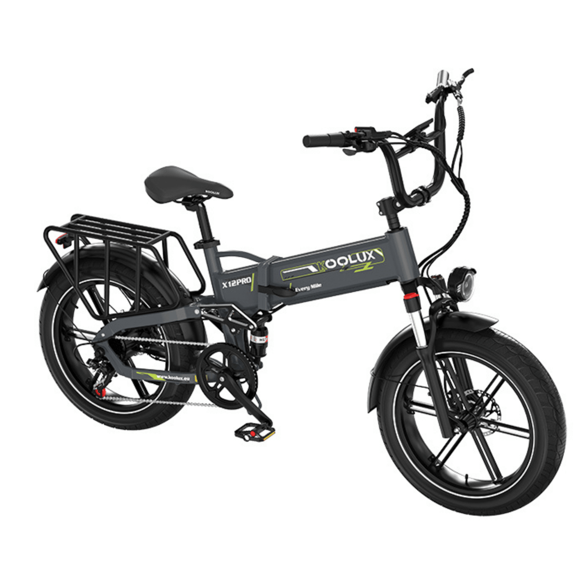 Fat bike elettrica pieghevole KOOLUX X12 Pro vista di tre quarti da dietro in colore grigio