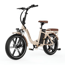 Fat bike elettrica pieghevole KOOLUX X16 vista di tre quarti in colore beige