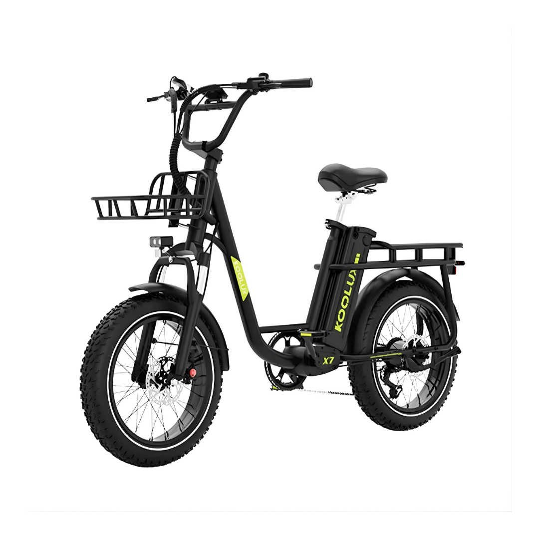 Fat bike elettrica KOOLUX X7 vista di tre quarti in colore nero