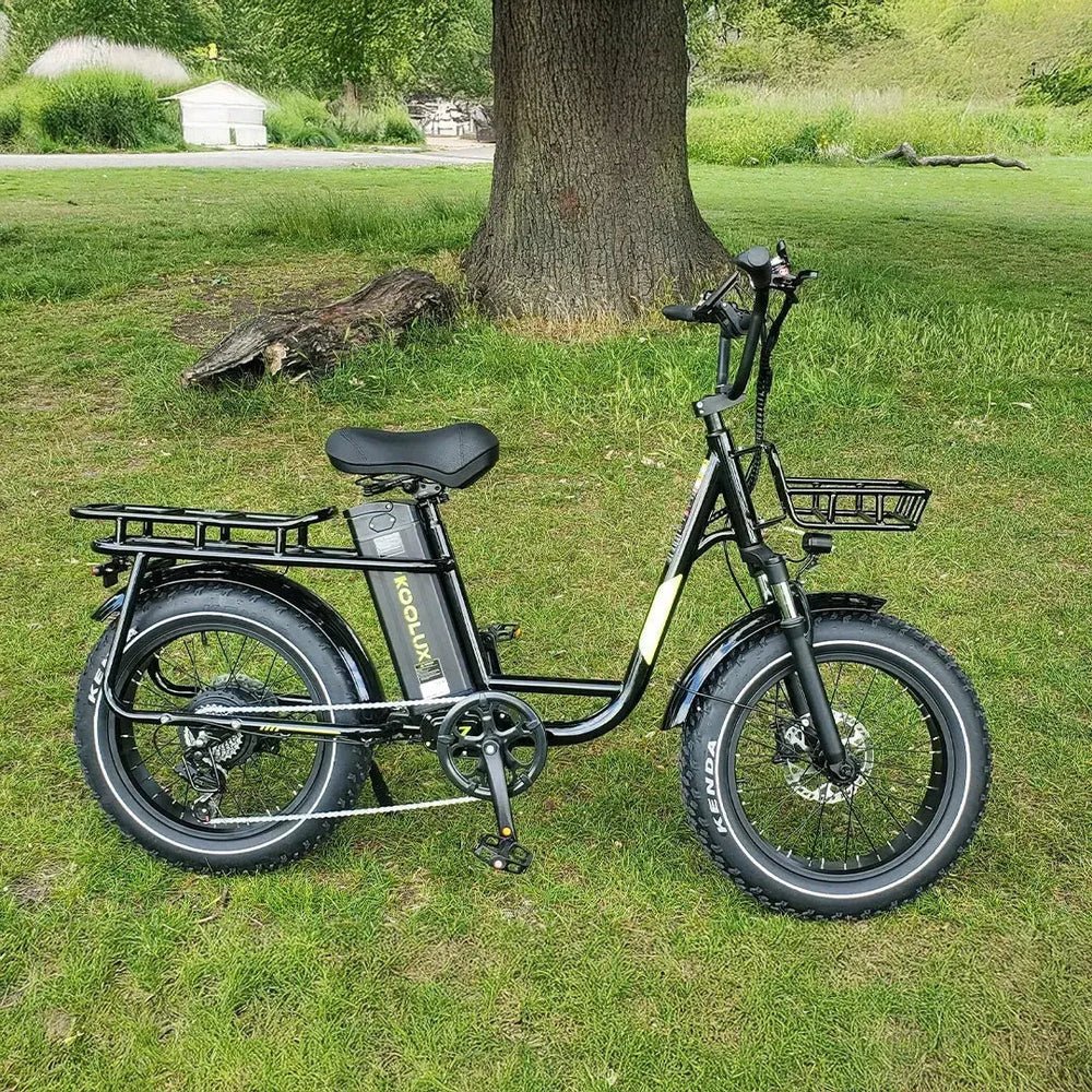 Fat bike elettrica KOOLUX X7 vista di lato in un parco