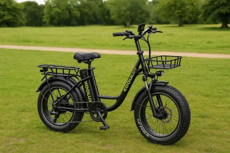 Fat bike elettrica KOOLUX X7 vista di lato in un parco