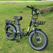 Fat bike elettrica KOOLUX X7 vista di tre quarti in un parco