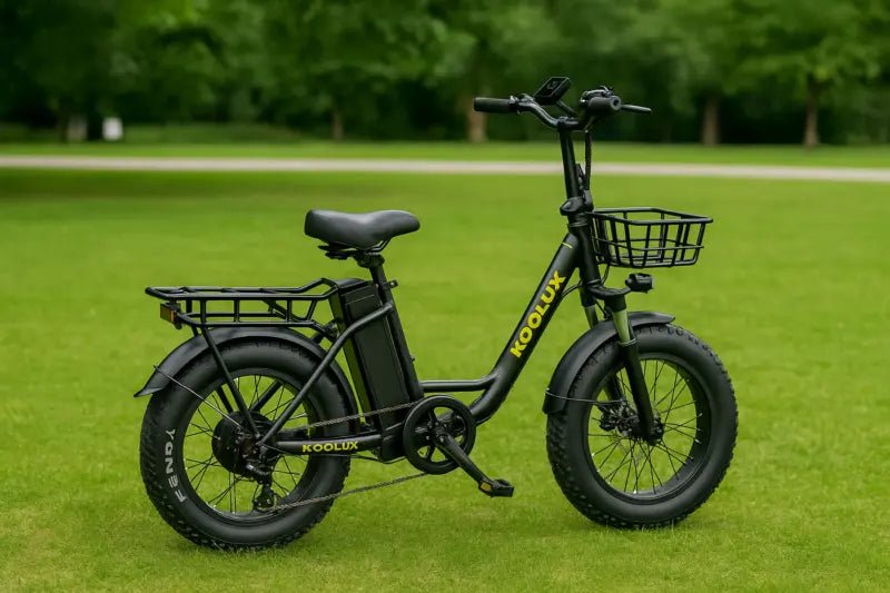 Fat bike elettrica KOOLUX X7 vista di lato in un parco