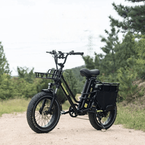 Fat bike elettrica KOOLUX X8 vista di tre quarti su un vialetto
