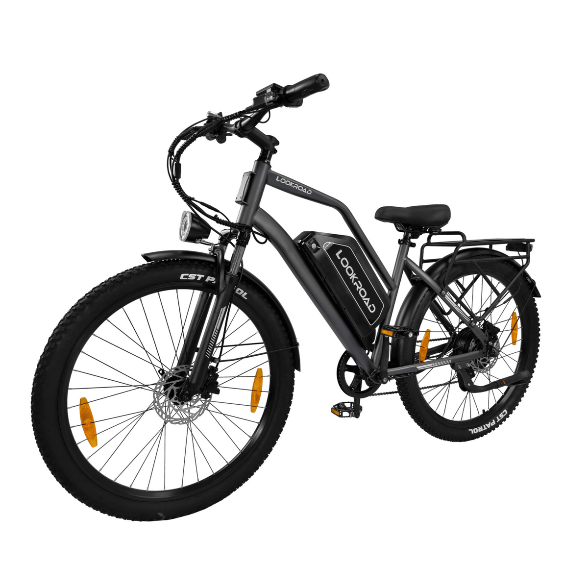 Fat bike elettrica LOOKROAD L28 Max vista di tre quarti in colore grigio